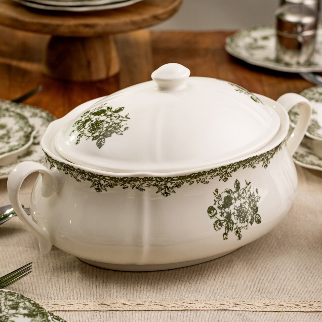 Supiera Lourry, Homla, 3 L, portelan, alb/verde - imagine 6